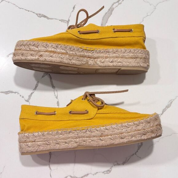 Tory Burch | Women’s Yellow Espadrilles Boat Shoes Jute Size 7 - Picture 6 of 13